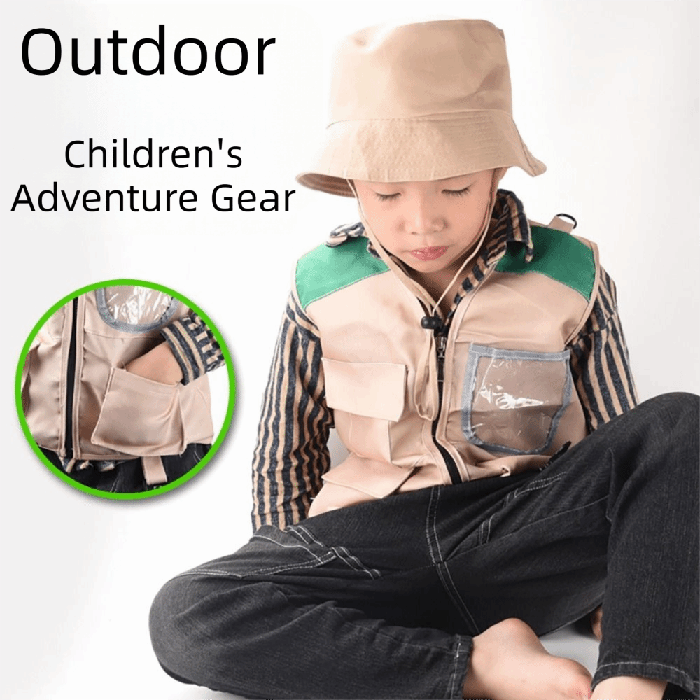 Outdoor Adventure Kit For Kids - Multicolor Explorer Hoed Vest Verkleedspel Cargo