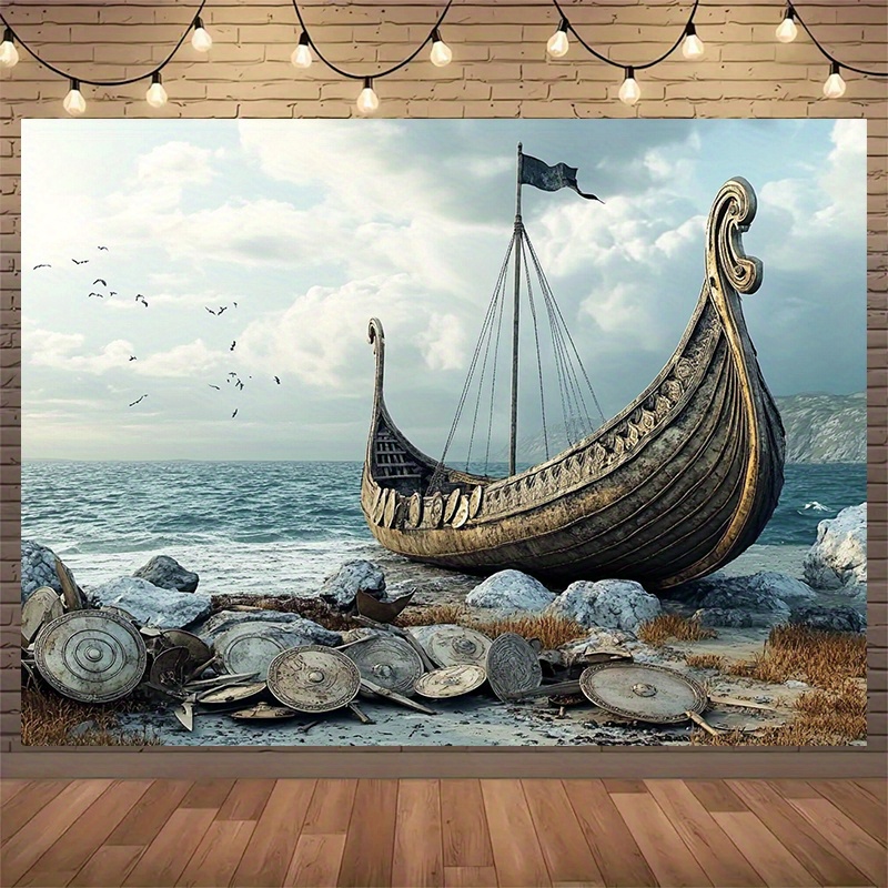 Outdoor Adventure Birthday Party - Grote Viking-avonturenfotografieachtergronden en feestbanners - polyester