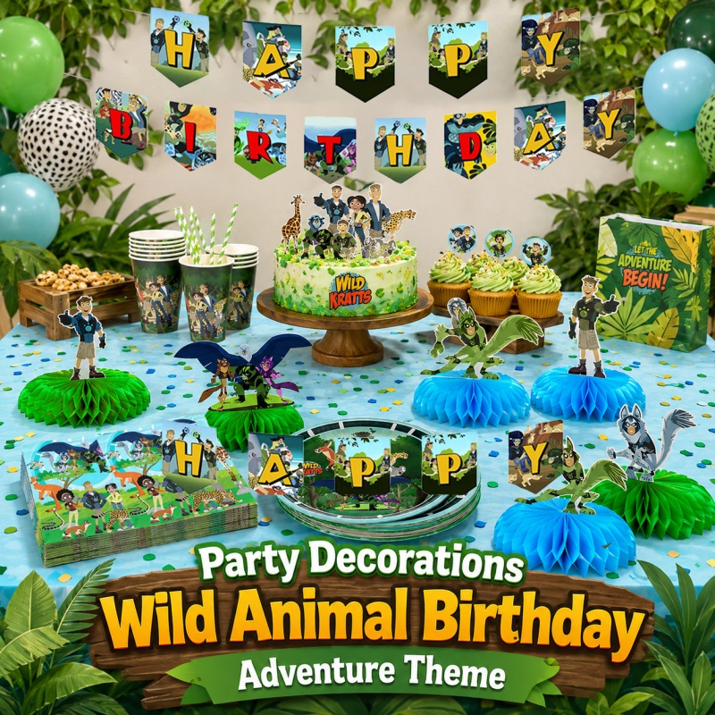 Outdoor Adventure Birthday Party - Wild Kratts Verjaardagspicknick Draagbare Feestdecoratie Binnen